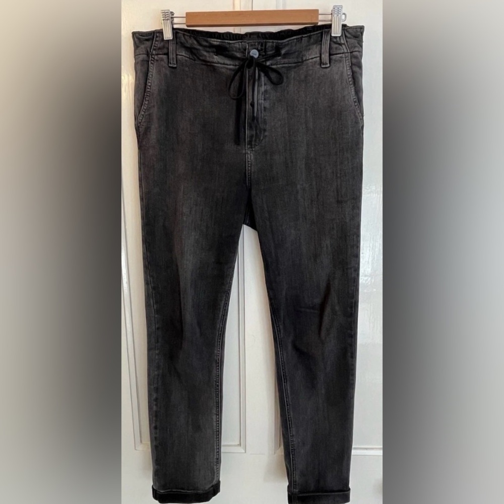 Paige Christy Jeans Size 30 Washed Black Drawstring Tapered Leg